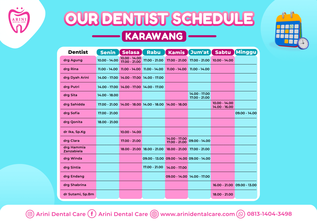 Jadwal Dokter - Arini Dental Care | Klinik Gigi Karawang | Dokter Gigi ... Aplikasi Info Dokter Gigi dan Jadwal Perawatan Terdekat